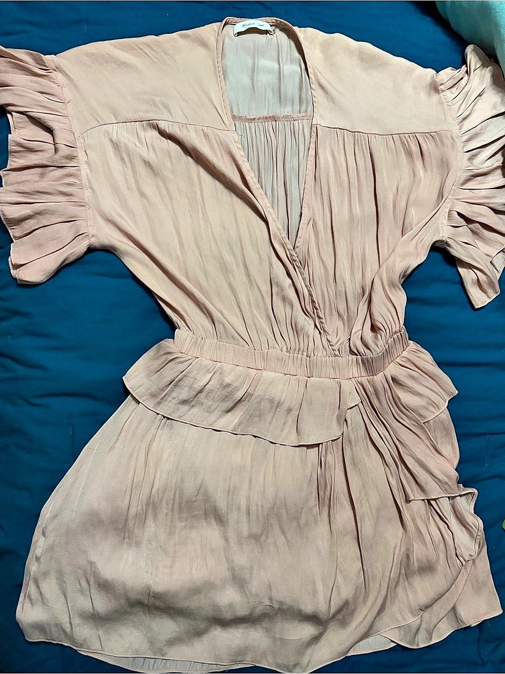 Mustard Seed Ruffle Sleeve Mini Dress in Peach Size Small